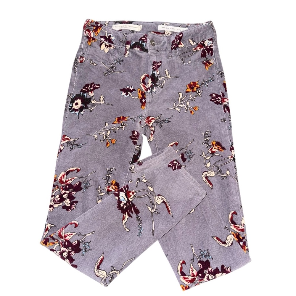 Anthropologie Floral Skinny Pants - Purple and Red